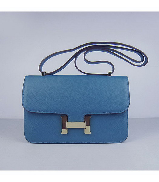 Hermes Constance Togo Leather Bag HSH020 Medium Blue Gold
